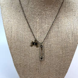 Designer Betsey Johnson Gold-Tone Rhinestone Bow Pin Charm Necklace
