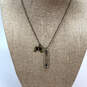 Designer Betsey Johnson Gold-Tone Rhinestone Bow Pin Charm Necklace image number 1