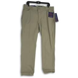 NWT Chaps Mens Gray Flat Front Slimming Fit Straight Leg Ankle Pants Sz 16R x 31