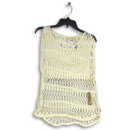 NWT Hippie Laundry Womens White Crochet Scoop Neck Sleeveless Blouse Top Size L