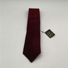 NWT Mens Red Silk Striped Four-In-Hand Keeper Loop Designer Neck Tie