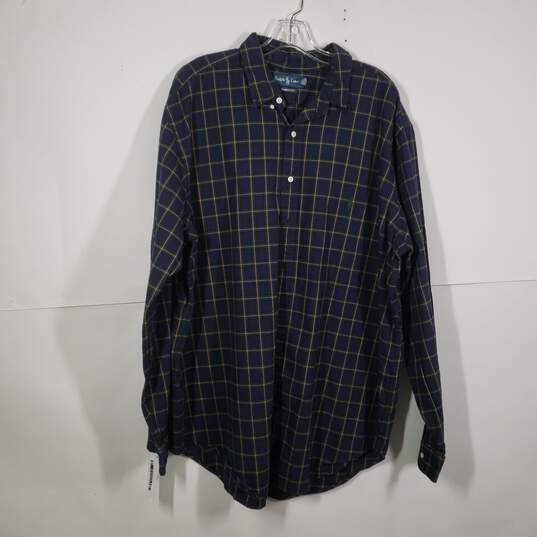 Mens Check Classic Fit Collared Long Sleeve Button-Up Shirt Size 2XLT image number 1