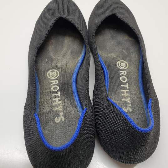 Rothy's The Flat Black Solid Knit Fabric Ballet Flats Sz 7 image number 4
