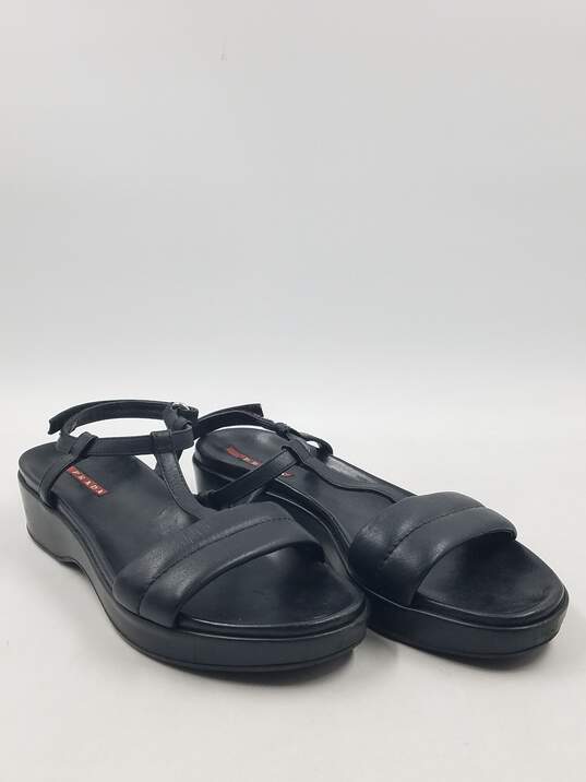 Authentic Prada Black T-Bar Platform Sandals W 6 image number 3