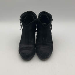 Womens Black Suede High Block Heel Side Zip Ankle Bootie Boots Size 36