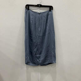 Womens Blue Robetta Flat Front Knot Back Zip Midi A Line Skirt Size 6 alternative image