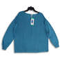 NWT Womens Blue KKnitted Long Sleeve V-Neck Pullover Sweater Size XL image number 1
