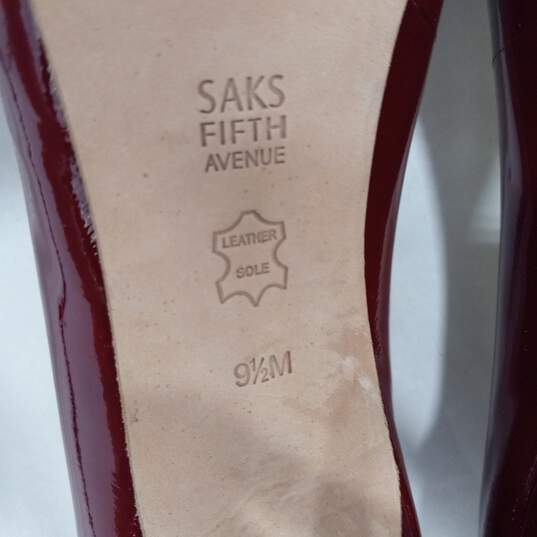 Womens Burgundy Patent Leather Slip On Peep Toe Stiletto Heels Size 9.5M image number 6