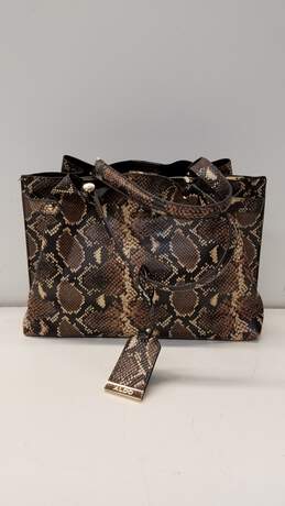 ALDO Brown Python Snakeskin Print Faux Leather Shoulder Satchel Bag