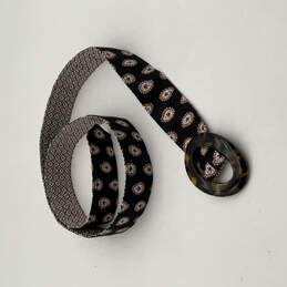 Authentic Womens Black Geometric Tortoise Buckle Adjustable Waist Belt