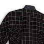 Womens Black Checked Wool Ruched Front Long Sleeve Button Front Jacket Sz 8 image number 4