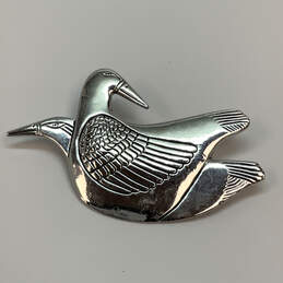 Designer Laurel Burch Silver-Tone Engraved Two Love Birds Brooch Pin alternative image