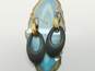 Alexis Bittar Goldtone Black Lucite Open Ovals & Textured Link Drop Earrings 7.4g image number 1