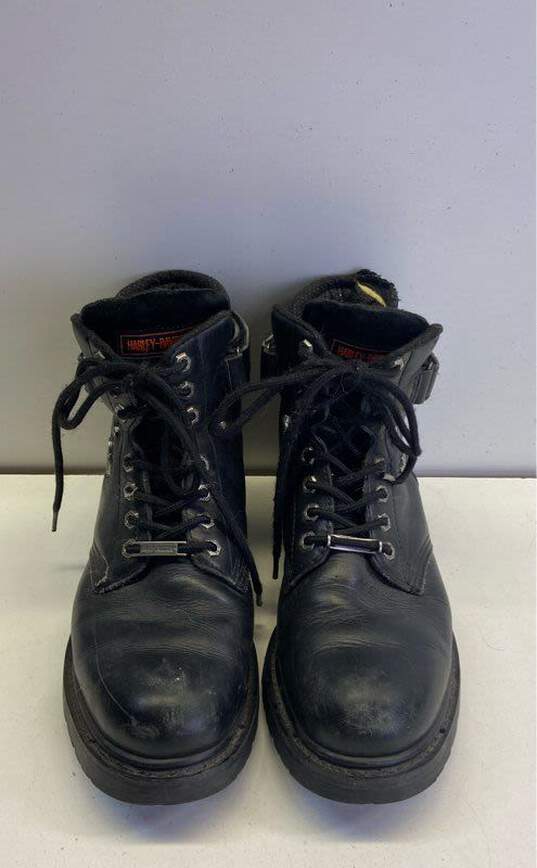 Harley Davidson 91017 Black Leather Lace Up Biker Ankle Boots Men's Size 10 image number 6