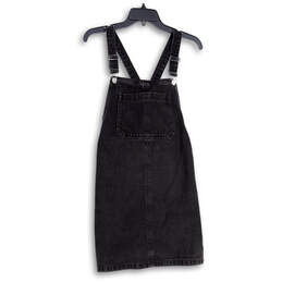 Womens Black Denim Medium Wash Sleeveless Pocket Overall Dress Size 8
