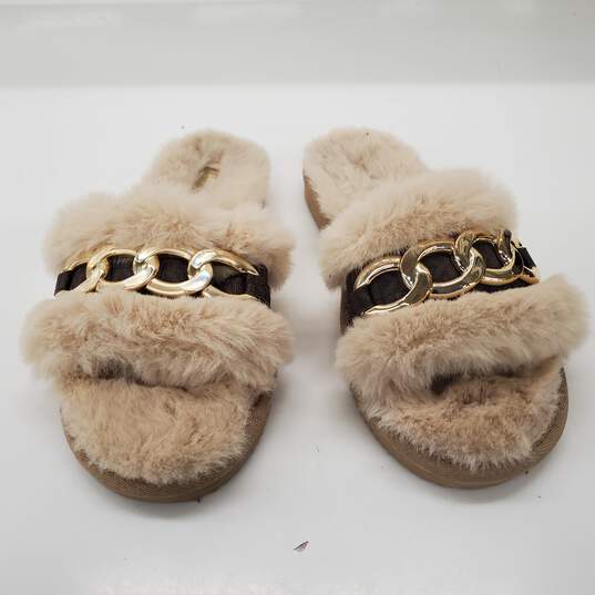Michael Kors Women's Scarlet Faux Fur Chain Slide Sandals Size 9 image number 1