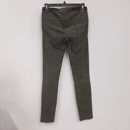 Womens Green Leather Elastic Waist Skinny Leg Pull On Chino Pants Size 0 alternative image