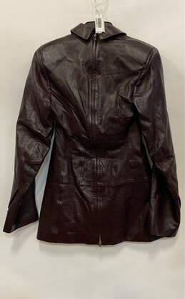 Hugo Boss Womens Brown Leather Long Sleeve Pockets Button Front Jacket Size XS alternative image