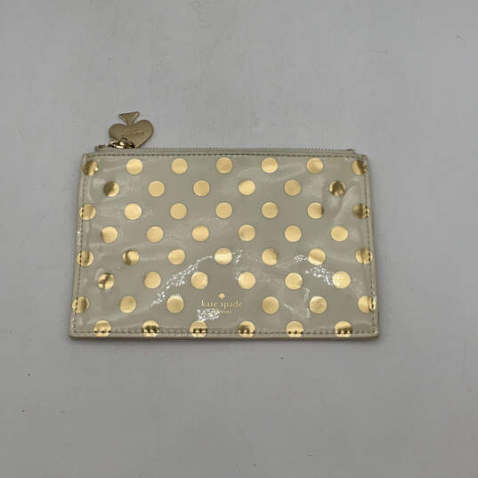Womens Beige Gold Polka Dot Makeup Cosmetic Pencil Case Zipper Pouch Wallet image number 2