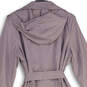 Womens Purple Single Breasted Button Front Belted Trench Coat Size XL image number 4