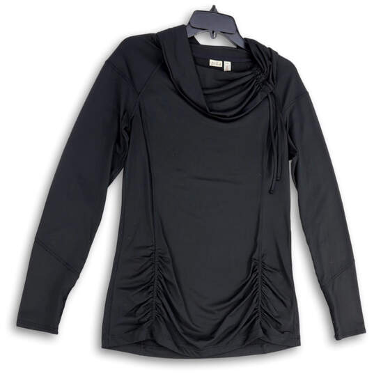 Womens Black Strech Cowl Neck Long Sleeve Pullover Tunic Top Size Medium image number 2