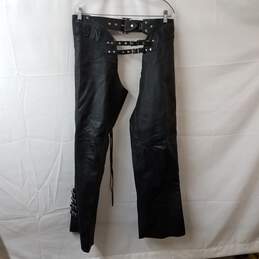 Bomb Shell Black Leather Motorcycle Chaps