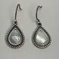 Designer Lucky Brand Silver Tone Mother Of Pearl Teardrop Drop Earrings image number 3