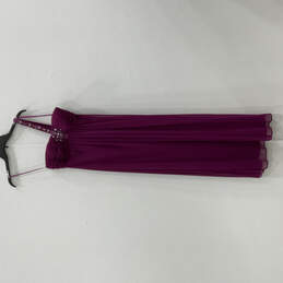 Womens Purple Sleeveless Beaded Strap One Shoulder Pleated Maxi Dress Sz 4 alternative image