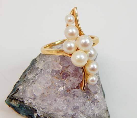 14K Yellow Gold Pearl Ring 3.3g image number 1