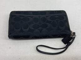 Coach Poppy Wallet Wristlet Canvas Leather Black Large Zip Around Clutch Wallet alternative image