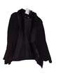 Womens Black Long Sleeve Faux Fur Collared Cardigan Sweater Size PS image number 1