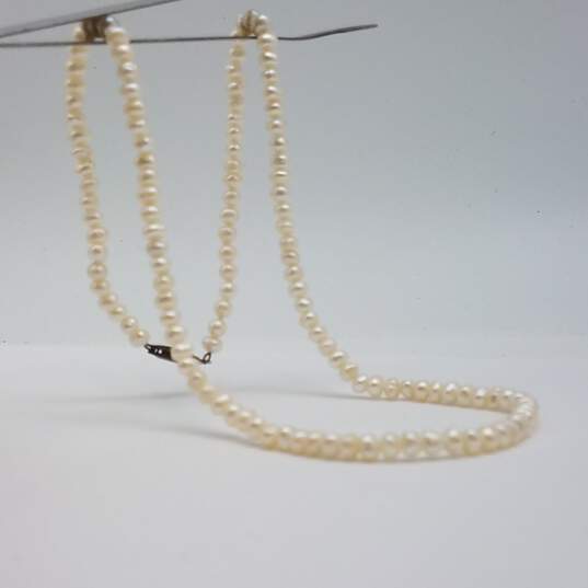 Sterling Silver Fw Pearl 4.3mm Bead 17 1/2 Inch Necklace 13.3g image number 2