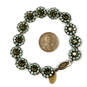 Designer Liz Palacios Gold-Tone Flower Green Rhinestone Tennis Bracelet image number 3
