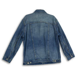Womens Blue Denim Spread Collar Long Sleeve Button Front Jacket Size XL alternative image