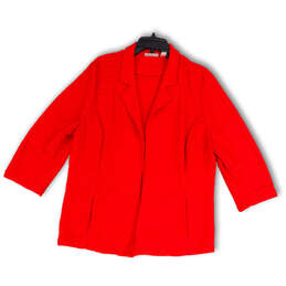 Womens Red Long Sleeve Notch Lapel Pockets Open-Front Blazer Jacket Size 3