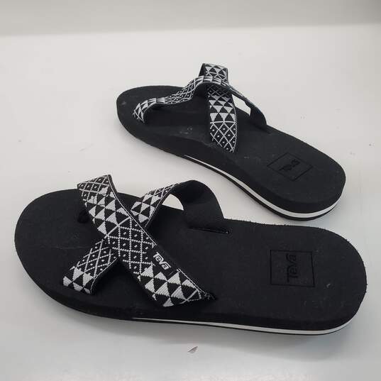 Teva Women's Mush Kalea Black & White Flip Flops Size 6 image number 1