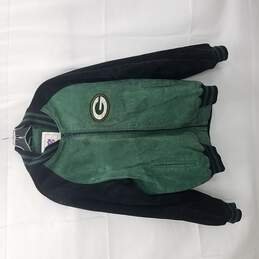NFL Leather Suede Green & Black Varsity Jacket Size MM
