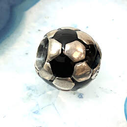 Designer Pandora S925 ALE Sterling Silver Black Soccer Ball Beaded Charm