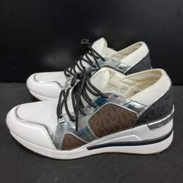 Michael Kors Silver Trim Wedge Sneakers Women's Size 8.5