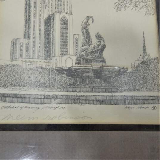 Nevin Robinson Cathedral of Learning Pittsburgh PA Sketch Signed image number 2