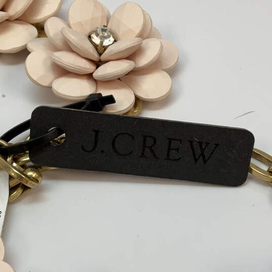 Designer J. Crew Gold-Tone Link Chain Floral Clasp Statement Necklace image number 4