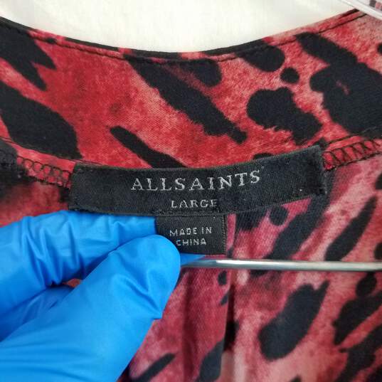 allsaints pink and black animal print button up sleeveless maxi dress L image number 3