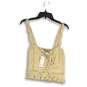 NWT Urban Outfitters Womens Cream Sleeveless Square Neck Cropped Tank Top Size M image number 1