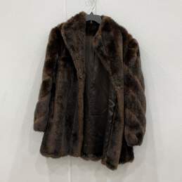 Womens Brown Collared Pockets Long Sleeve Possibly Mink Fur Coat alternative image
