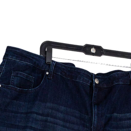 Womens Blue Denim Dark Wash Pockets Shimmer Cuff Cropped Jeans Size 28W image number 3