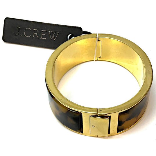 NWT Designer J. Crew Gold-Tone Fashionable Hinged Bangle Bracelet image number 2