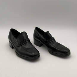 Mens Black Leather Square Toe Slip-On Formal Loafer Shoes Size 8