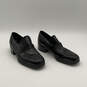 Mens Black Leather Square Toe Slip-On Formal Loafer Shoes Size 8 image number 1
