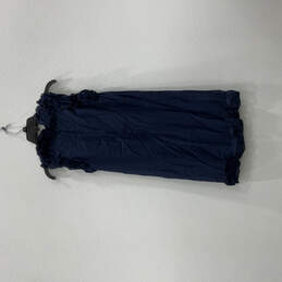 NWT Womens Blue Sleeveless Ruffle Back Zip Knee Length A-Line Dress Size 0 alternative image