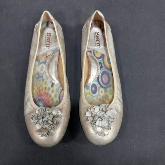 Born Khari Silver Panna Cotta Metallic Slip On Ballet Flats/Shoes Women's Size 9 IOB image number 3